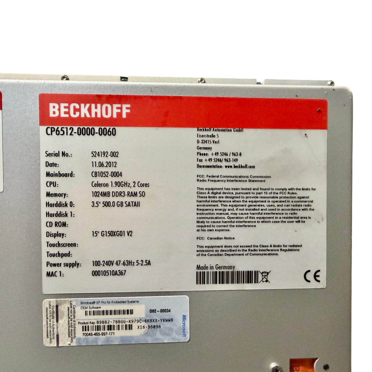 Beckhoff Panel PC CP6512 0000 0060 | Art Nr CP651200000060 (panel pc industrial) – Ansicht 11