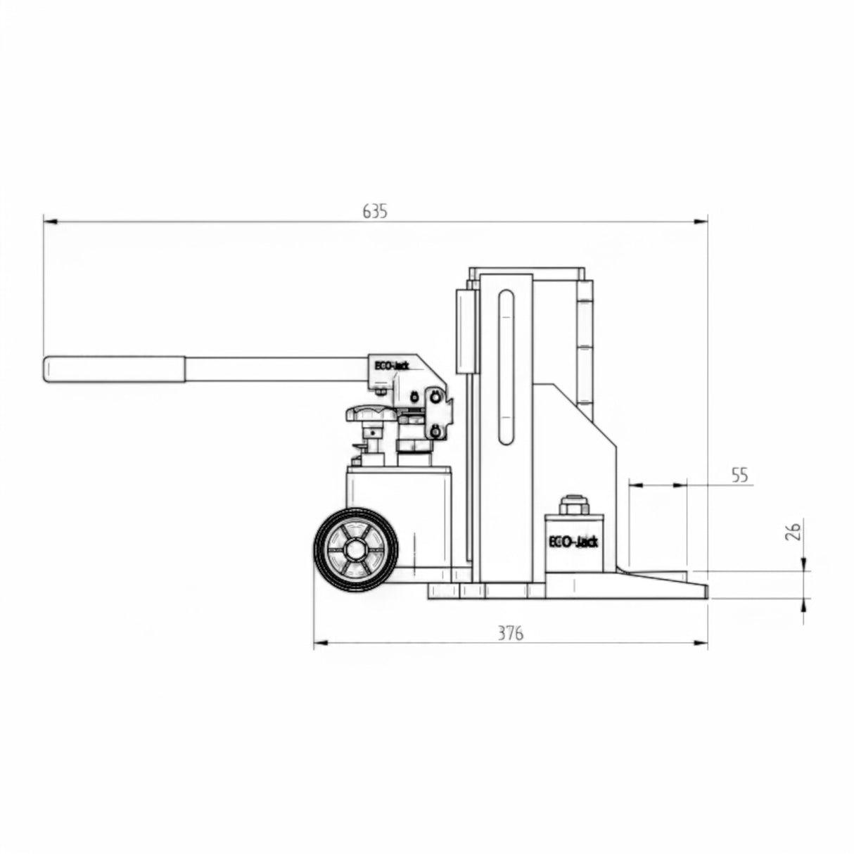 Maschinenheber EJ150-3S Traglast 15,0 to 15.000 KG Hydraulisch – Ansicht 15