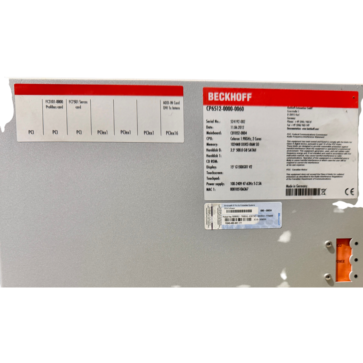 Beckhoff Panel PC CP6512 0000 0060 | Art Nr CP651200000060 (panel pc industrial) – Ansicht 12