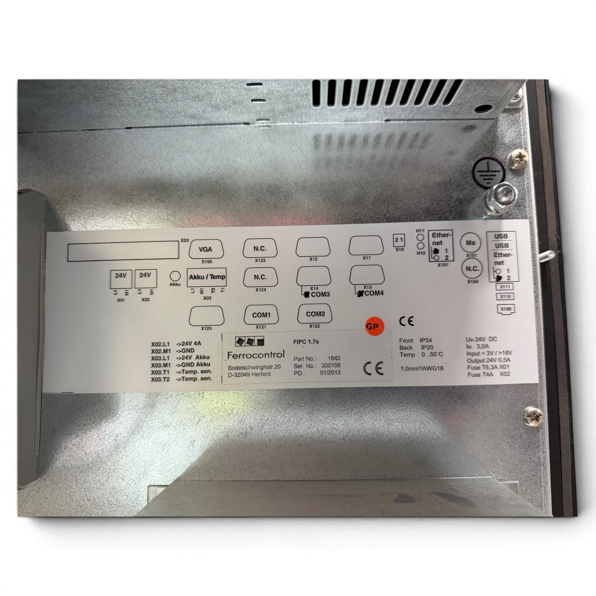 Ferrocontrol FIPC 1.7e Industrie Bedienpanel Art.-Nr. 1842 – CNC Panel PC für Priess und Horstmann CNC BAT – Ansicht 7