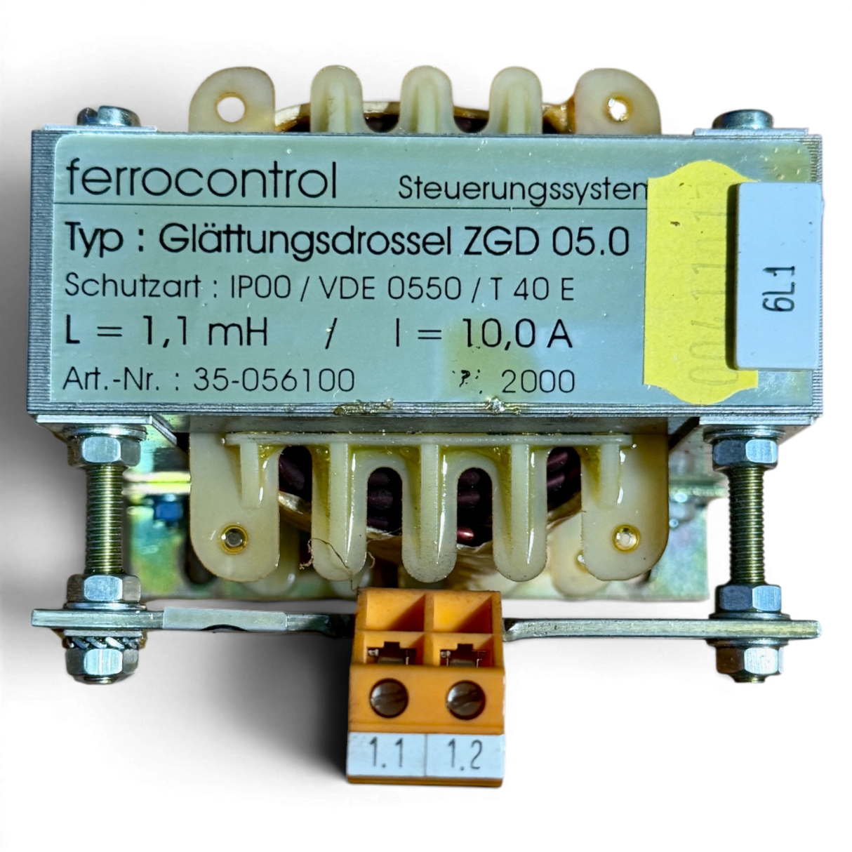 Ferrocontrol Glättungsdrossel ZGD 05.0 Art.-Nr. 35-056100 1,1 mH 10 A für Priess & Horstmann NC CNC Steuerung – Ansicht 5