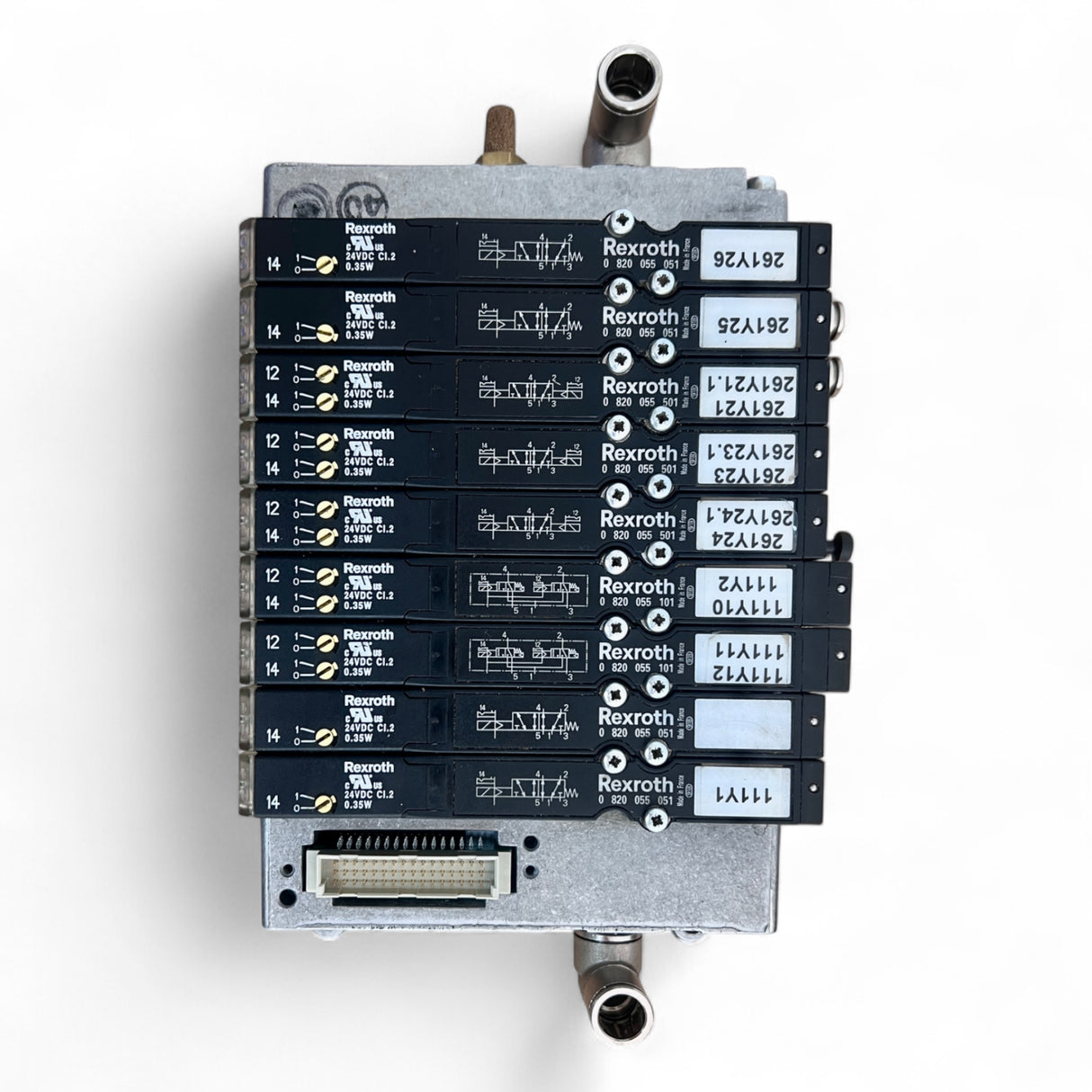 Rexroth Ventilinsel 0 820 055 101G – 9 × R 480 258 424 (IP65, 24 V DC, 10 bar) – passend u.a für HOMAG BOF / BAZ / BHC
