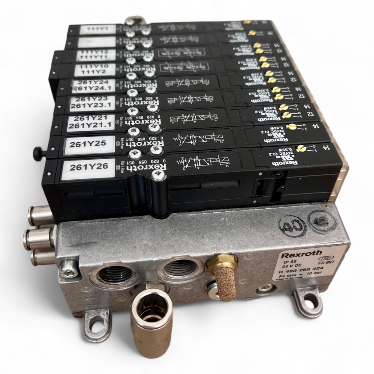 Rexroth Ventilinsel 0 820 055 101G – 9 × R 480 258 424 (IP65, 24 V DC, 10 bar) – passend u.a für HOMAG BOF / BAZ / BHC