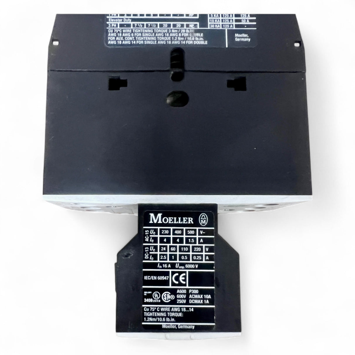 Moeller DIL MCKlöckner Moeller DIL M(C)32 Schütz + Hilfskontaktblock – 3-polig, 40 A AC-1 / 32 A AC-3 – z. B . Homag