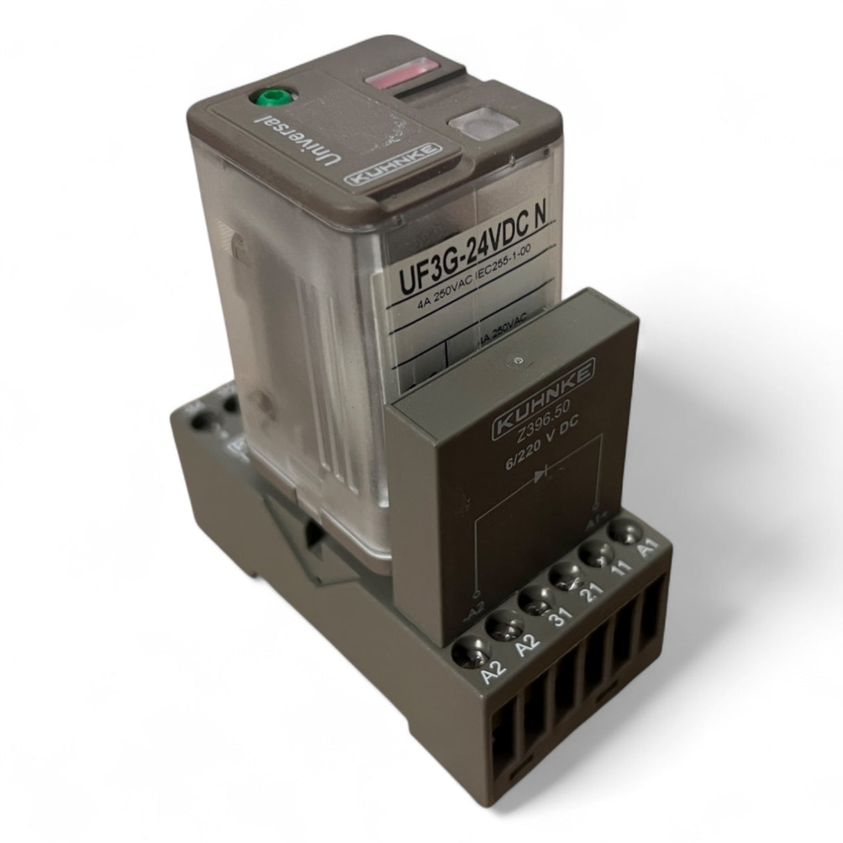 Kuhnke Relaismodul UF3G-24VDC N mit Sockel Z396 und Suppressormodul Z396.50 Art.-Nr. UF3G24VDCN-Z396-Z39650