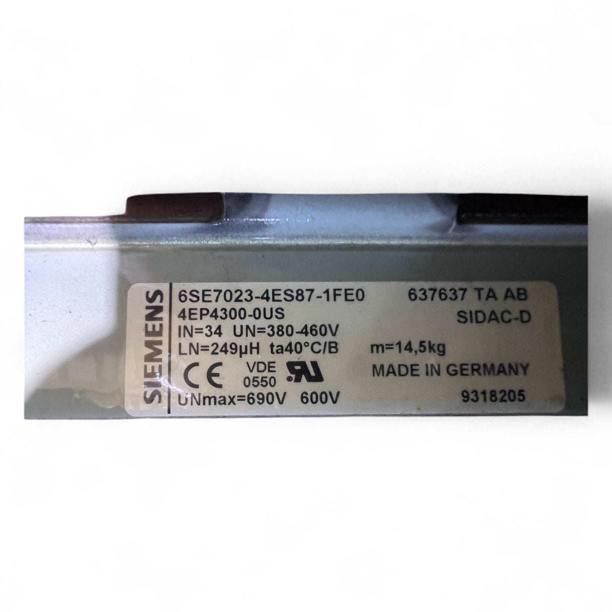 Siemens Netzdrossel 34 A 380–460 V 249 µH – Line Reactor | Drosselspule | 6SE7023-4ES87-1FE0 – Ansicht 6
