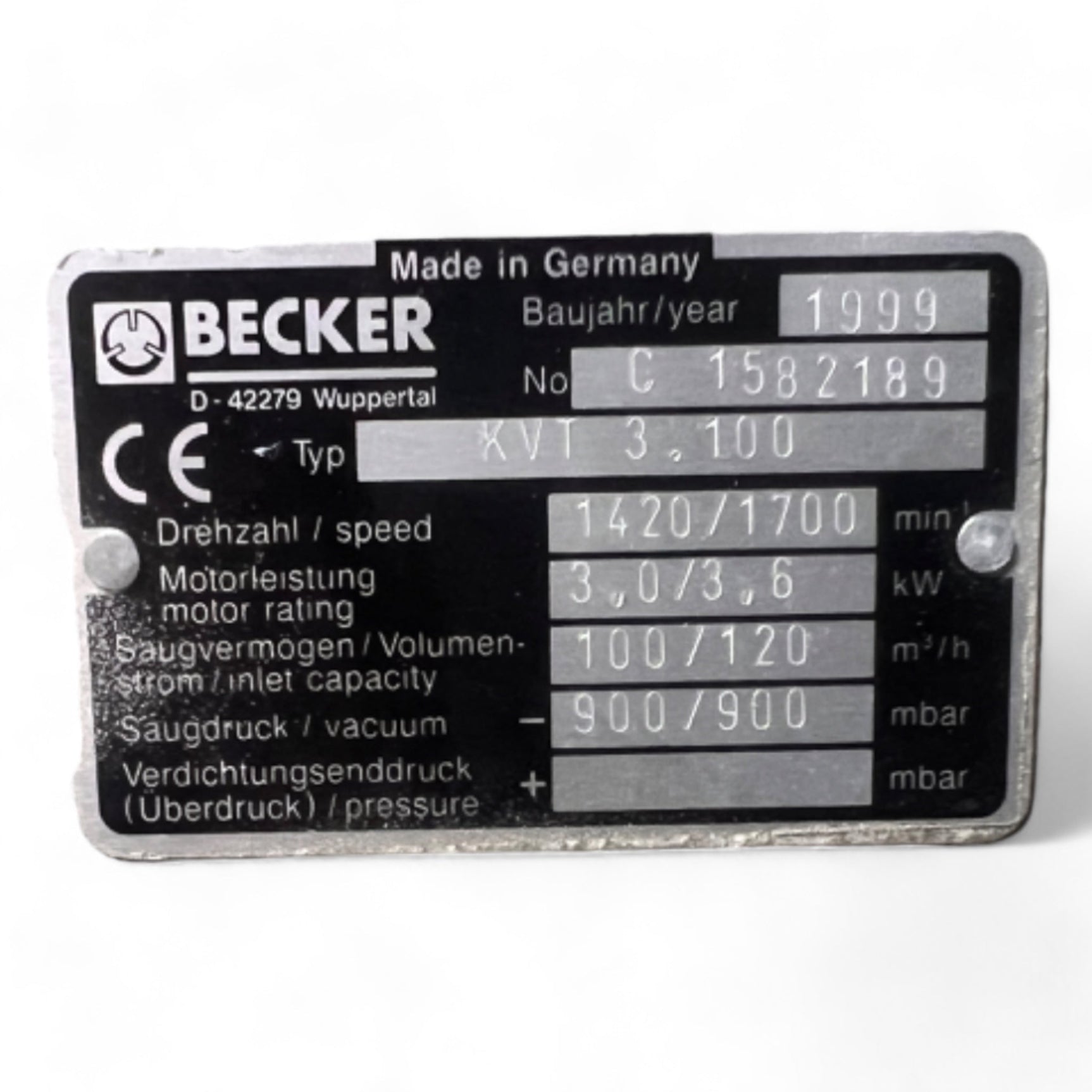 BECKER KVT 3.100 Trockenlaufende Drehschieber-Vakuumpumpe – Ansicht 10