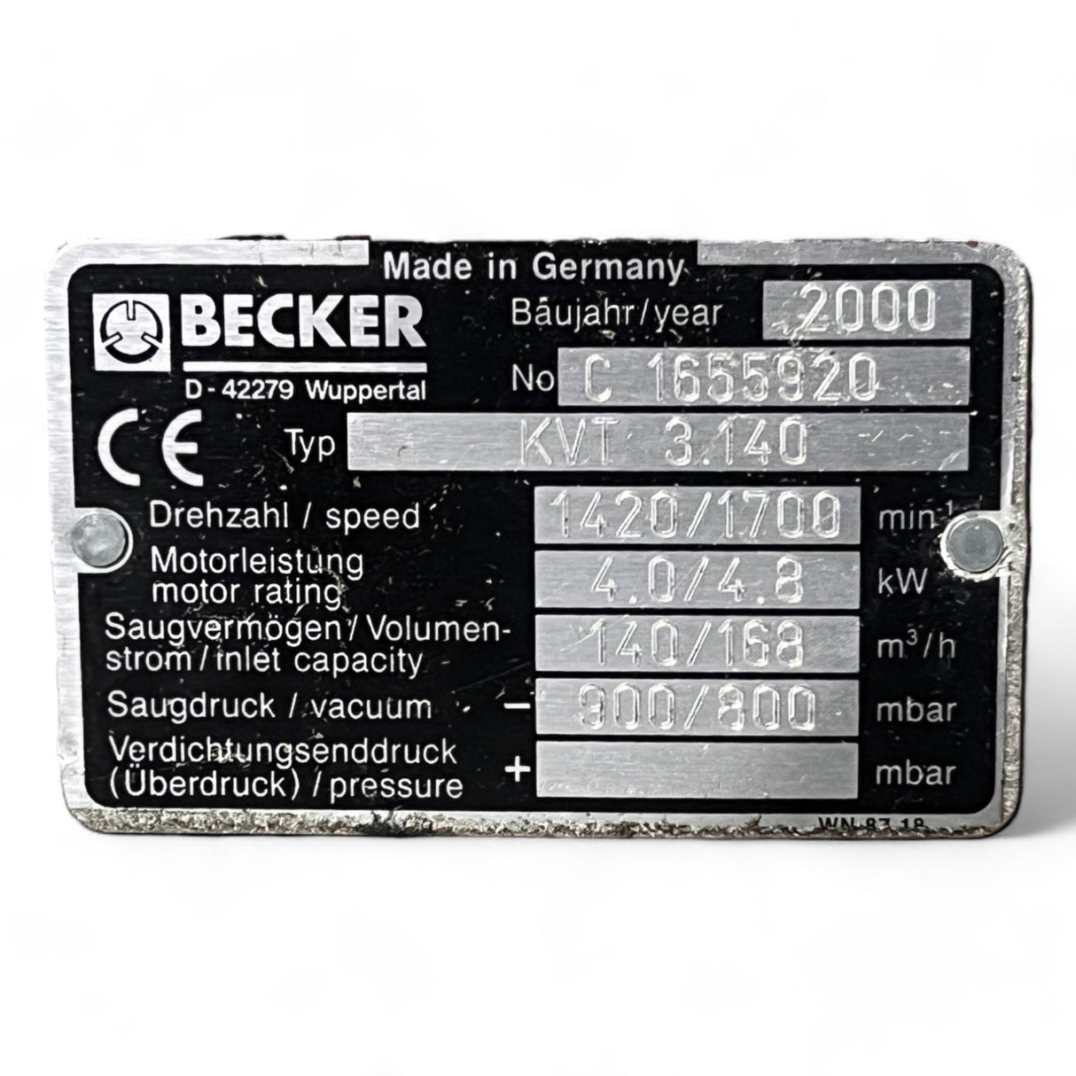 Becker KVT 3.140 Trockenlaufende Drehschieber-Vakuumpumpe – Ansicht 11