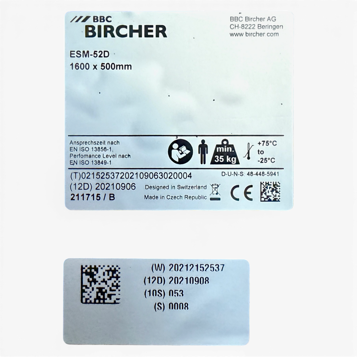 BBC BIRCHER Trittschutzmatte Trittmatte Sicherheitsschaltmatte ESM-52D 1600 x 500 x 11 mm für HOMAG / IMA fabrikneu