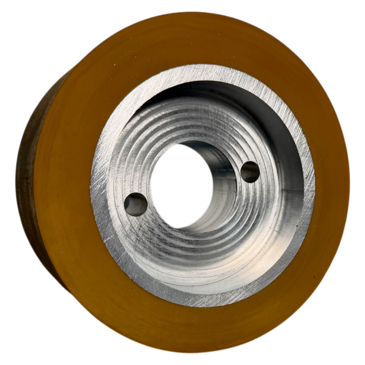 Vorschubrolle 120 x 60 mm Polyurethan (PU R / PU) mit Alukern – Ø35 mm Bohrung – Teilkreis 8,5 x 48 – für Maggi, Haffner