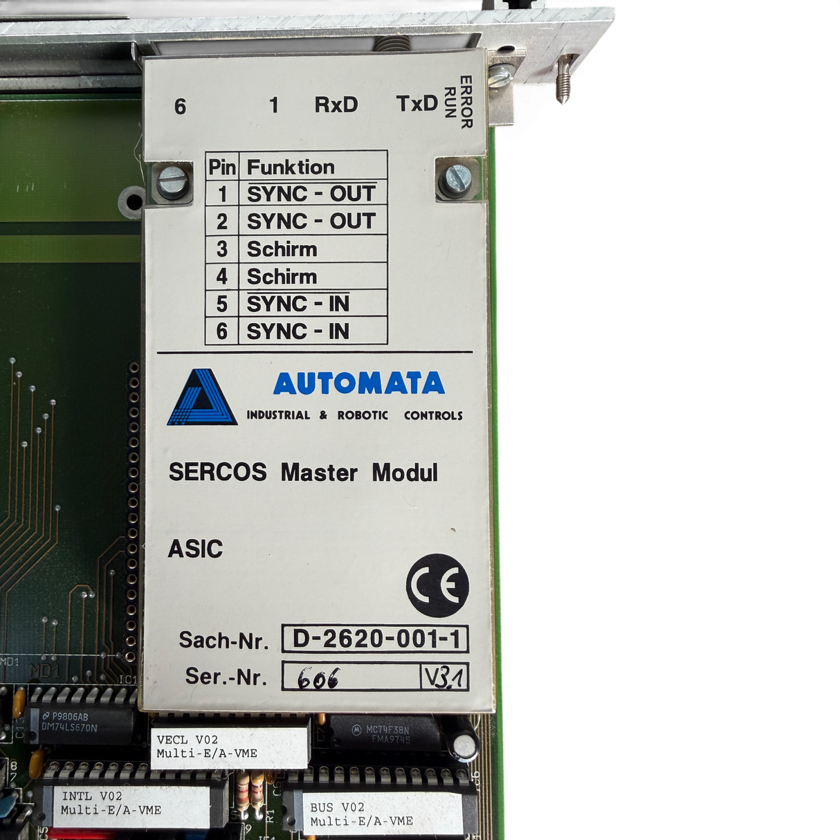 HOMAG AUTOMATA MULTI-E/A VME-GRUNDKARTE Art.-Nr. 4-086-05-0368 mit SERCOS Master Modul ASIC V3.1 für HOMAG BAZ BOF 32 41