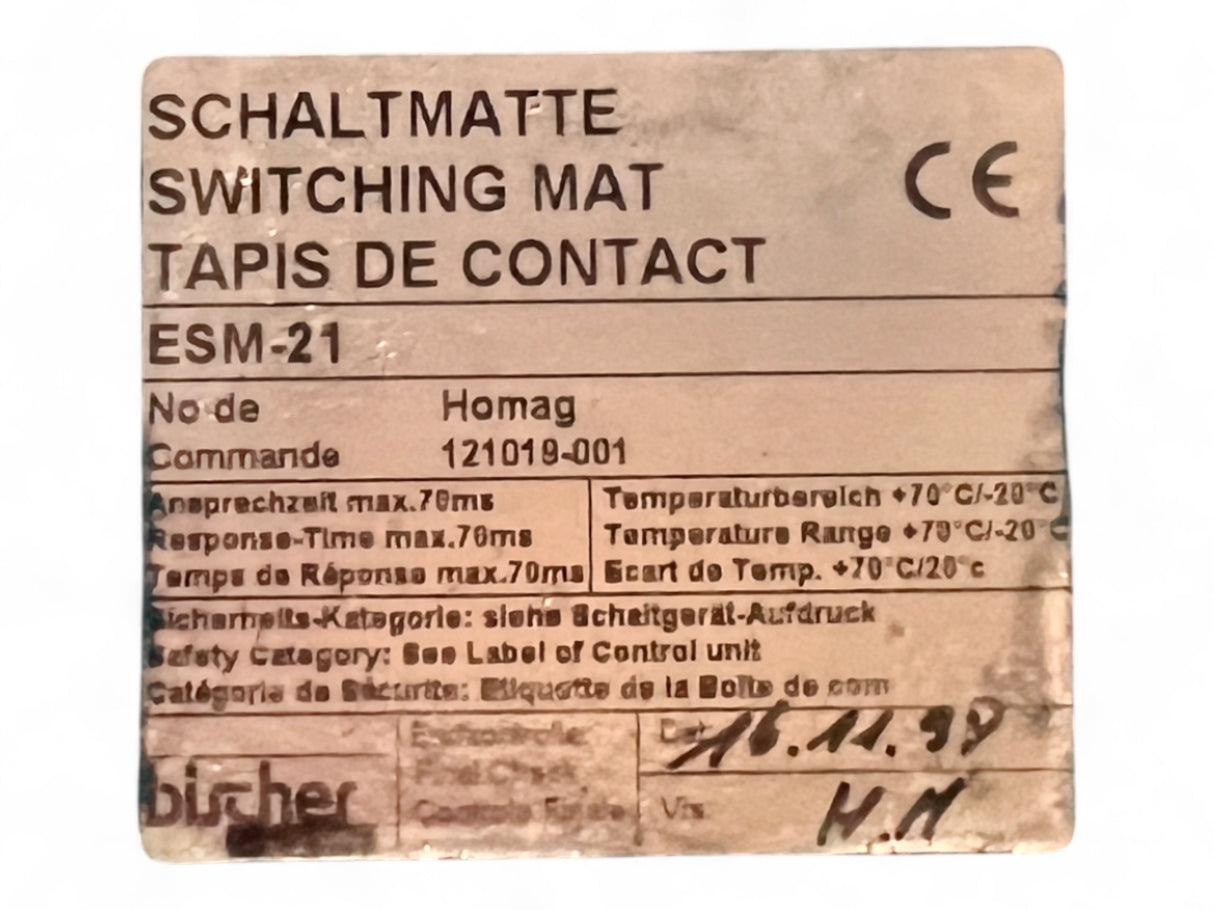 Homag Weeke Bircher Trittmatte Sicherheits-Schaltmatte ESM-21, 1200x1000mm blau 121019-001, PA00524-001 Homag Nr