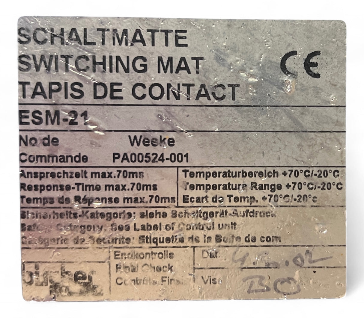Homag Weeke Bircher Trittmatte Sicherheits-Schaltmatte ESM-21, 1200x1000mm blau 121019-001, PA00524-001 Homag Nr