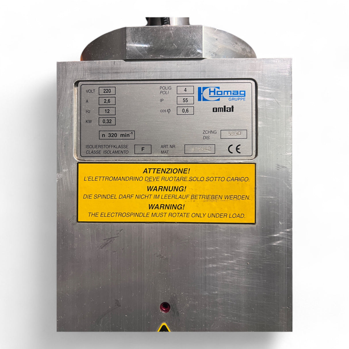 HOMAG Omlat Spindel 0,32 KW und Encoder IMG40S-1250 Motorspindel mit C-Achse 971842 Zeichnungsnummer 5930 – Ansicht 6
