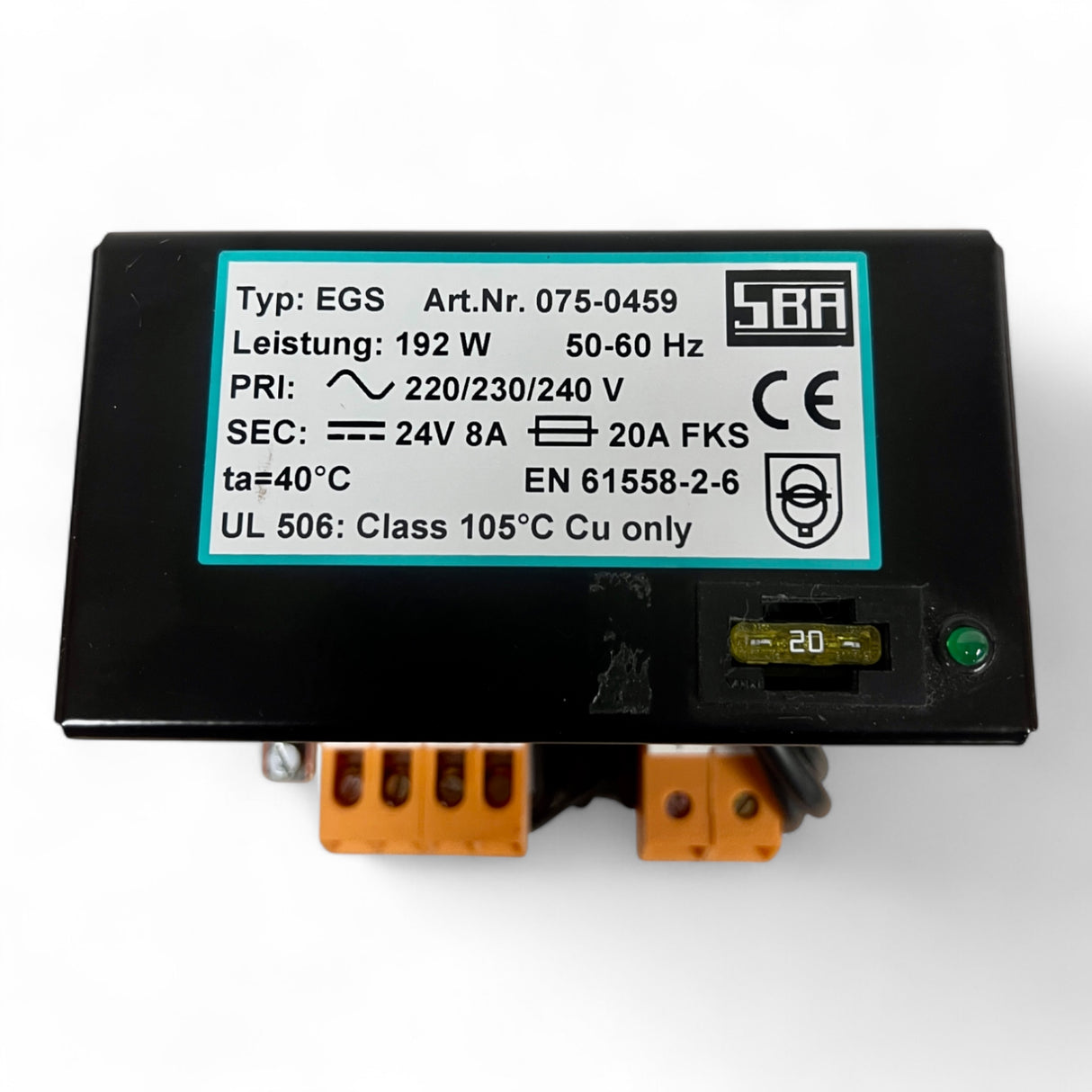 SBA Transformator Typ EGS 24V 8A 192W – Art.Nr. 075-0459 – Ansicht 5