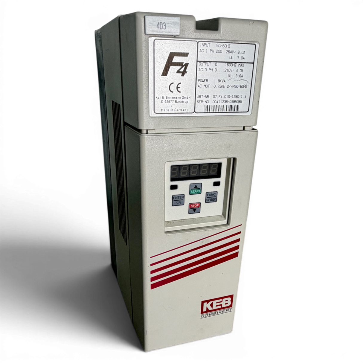 KEB COMBIVERT F4 Frequenzumrichter Art.-Nr. 07.F4.C1D-1280 V1.4 inkl. Bedienfeld 00.F4.010-2009 – Ansicht 2
