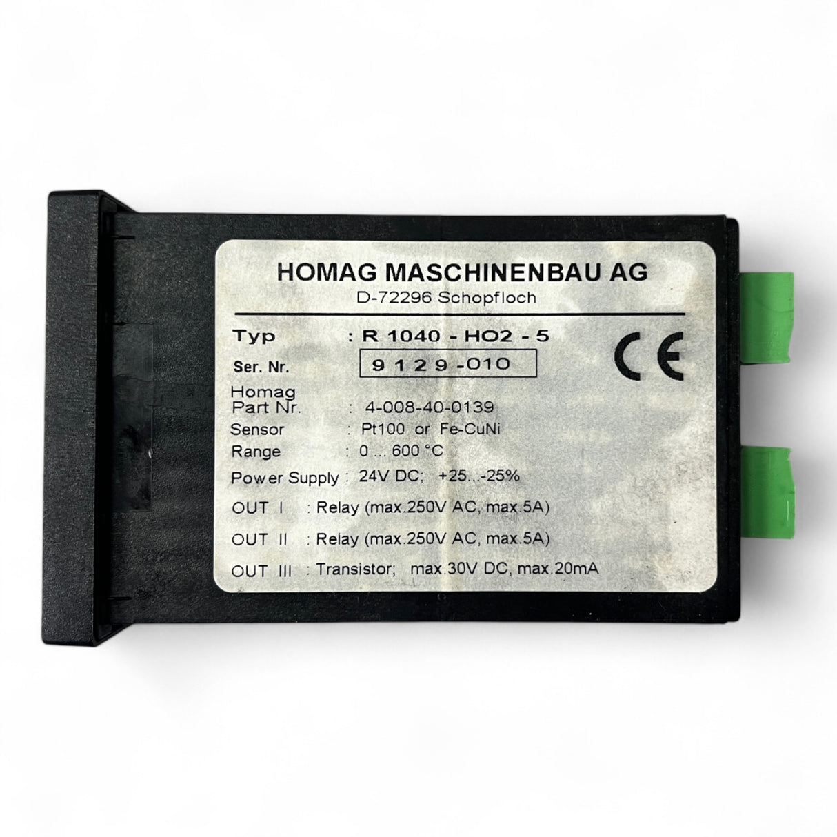 HOMAG Regler R 1040-HO2-5 neuer Temperaturregler 24 V DC 0–600 °C Fe+Pt100 PDI Artikelnummer 4-008-40-0139 – Ansicht 5