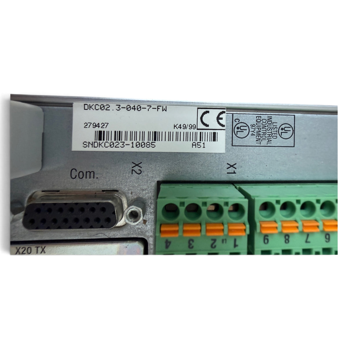 Rexroth Indramat EcoDrive03 Antriebsregelgerät DKC02.3-040-7-FW · SERCOS · 40 A · 3 AC 380–480 V · SN DKC023-10085