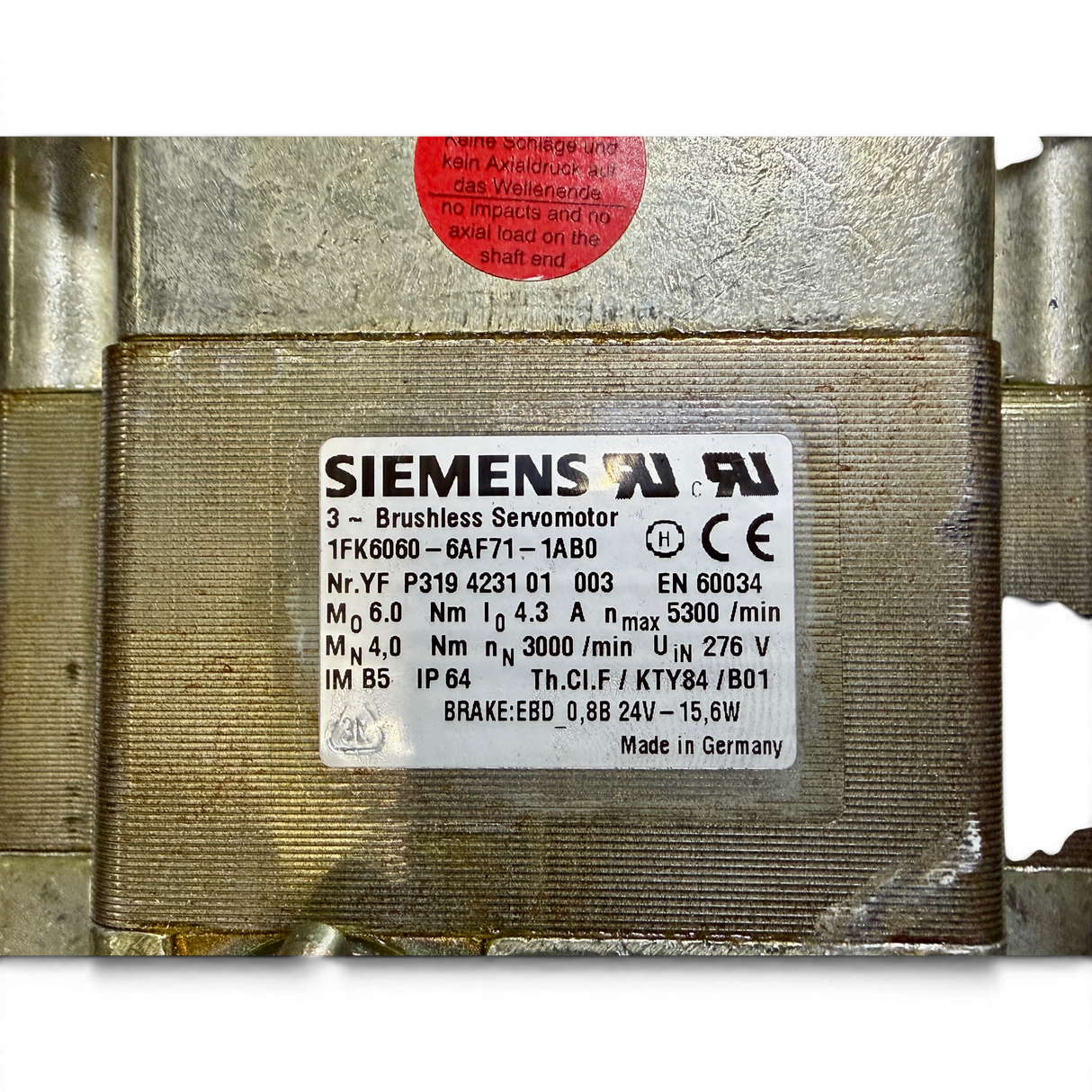 Siemens 1FK6060-6AF71-1AB0 Brushless Servomotor Art.-Nr. YF P319 4231 01 003 z.B. IMA 410 – Ansicht 5