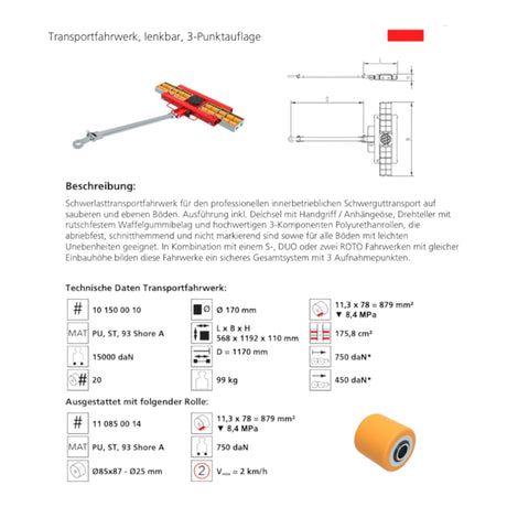 Transportfahrwerk Panzerrollen Set HTS ECO-Skate I 150L+S / 30t Traglast – Ansicht 11