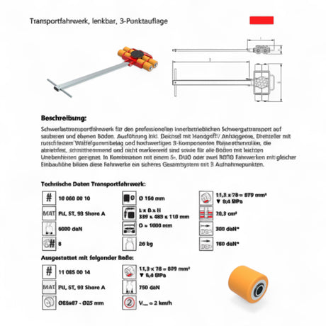 Transportfahrwerk Panzerrollen HTS ECO-Skate I90L+S / 18t Traglast – Ansicht 8