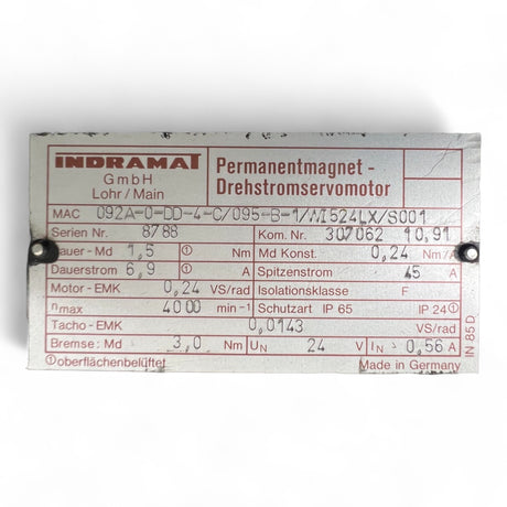 Indramat 092A-0-DD-4-C/095-B-1WI524LX/S001 Permanentmagnet Drehstromservomotor – Ansicht 11