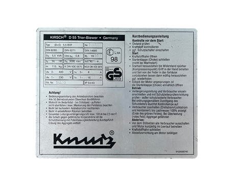 Kirsch Stromerzeuger Typ D(E) 5,5 BVF 5,5 kVA 400 V mit Briggs &amp; Stratton Motor 7,8 kW – Ansicht 7