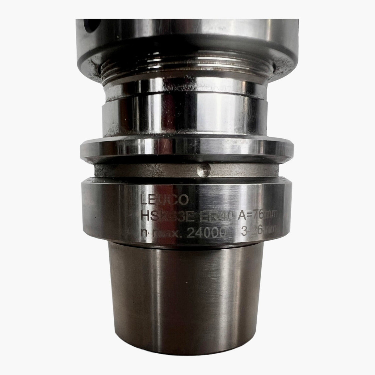 HSK 63 E ER 40 LEUCO Spannzangenfutter A=76 N=24.000 , 3-20 mm mit Fräser 8 mm NL= 38mm mit Beschichtung Art.-Nr. 6340838