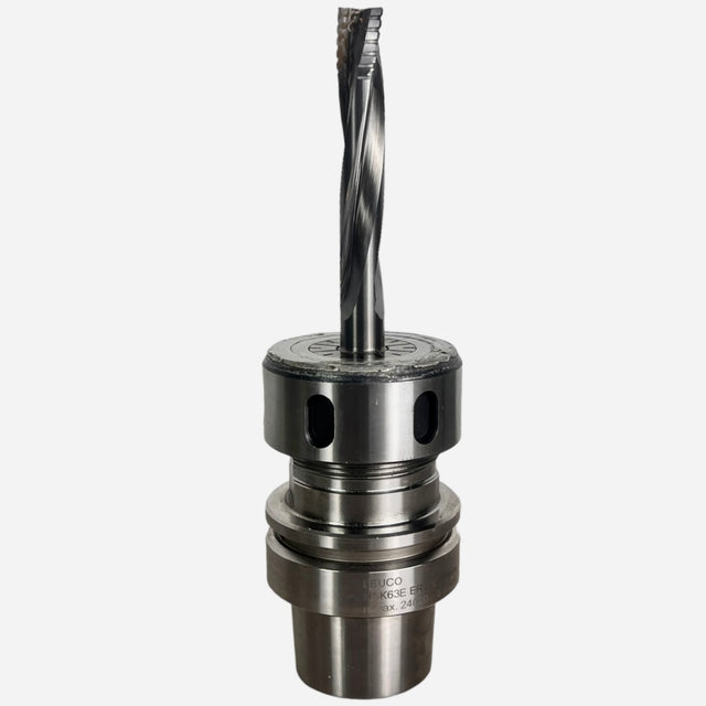 HSK 63 E ER 40 LEUCO Spannzangenfutter A=76 N=24.000 , 3-20 mm mit Fräser 14 mm L= 100 mm Z=3 Art.-Nr. 63407614100