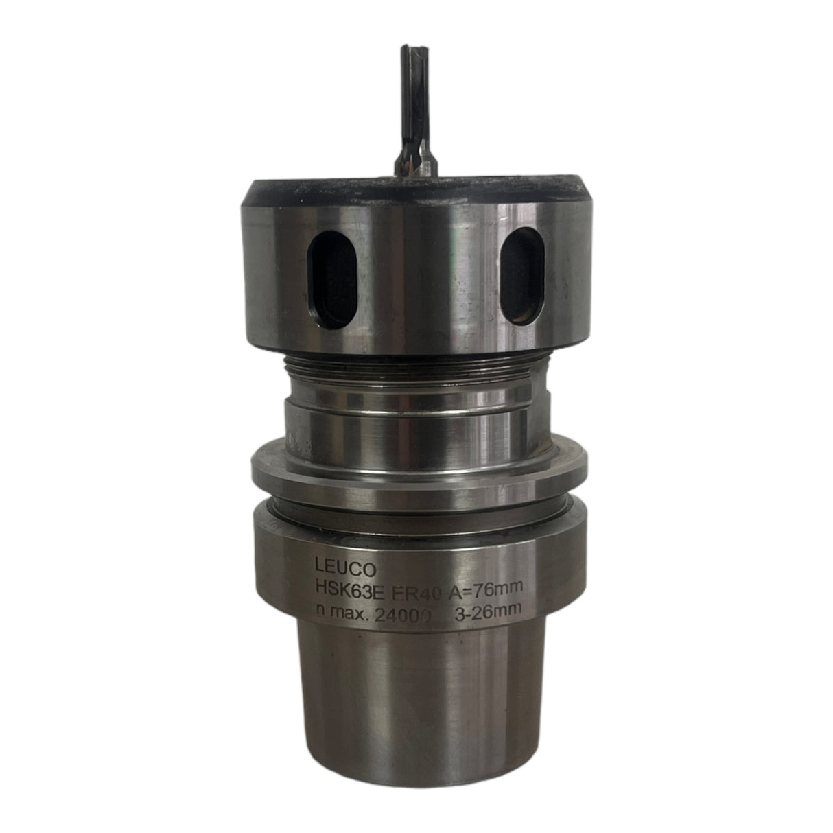 HSK 63 E ER 40 LEUCO Spannzangenfutter A=76 N=24.000 mit Fräser 5,8 mm L= 23 mm Art.-Nr. 63405823