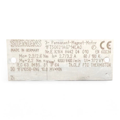 SIEMENS 3- Permanent-Magnet-Motor 1FT50621AG714EA0 – Ansicht 8