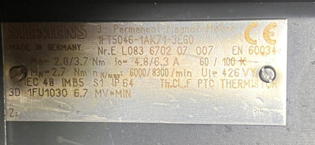 SIEMENS 3- Permanent-Magnet-Motor 1FTS0621AG714EGO – Ansicht 2