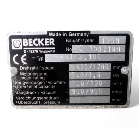 Vakuumpumpe Becker KVT 3.140 ÜBERHOLT Art.-Nr. C1655920.W.2 – Ansicht 10