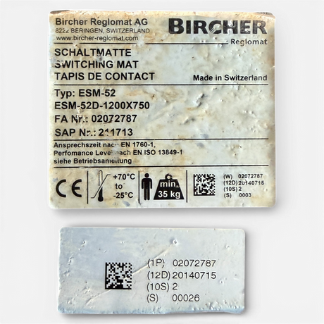 Bircher Reglomat Sicherheitsschaltmatte ESM-52D-1200×750 | Art.-Nr. 02072787 – WEEKE BP 155 CNC (switching mat, safety mat)