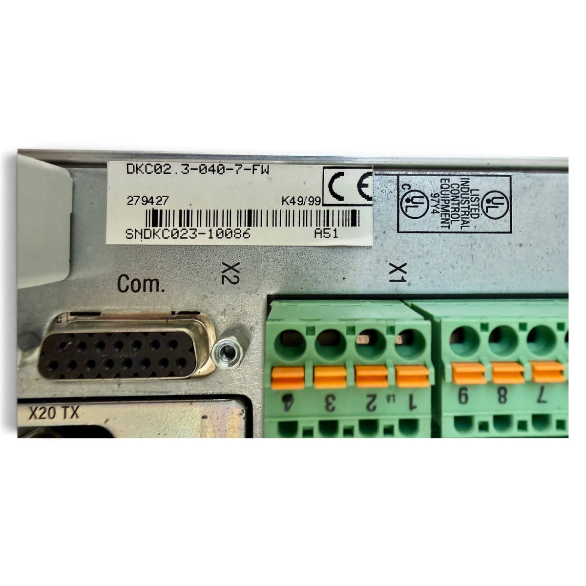 Rexroth Indramat EcoDrive03 Antriebsregelgerät DKC02.3-040-7-FW · SERCOS · 40 A · 3 AC 380–480 V · SN DKC023-10086
