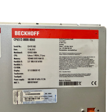 Beckhoff Panel PC CP6512 0000 0060 | Art Nr CP651200000060 (panel pc industrial) – Ansicht 11