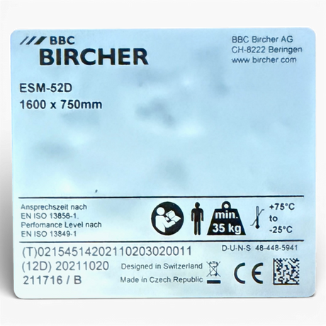 BC BIRCHER Trittschutzmatte Trittmatte Sicherheitsschaltmatte ESM-52D 1600 x 750 x 11 mm für HOMAG / IMA fabrikneu