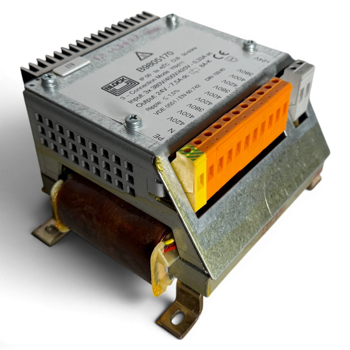 BLOCK Dreiphasen-Steuertransformator 24V DC 7,5A Art.-Nr. B9805170 – Ansicht 2