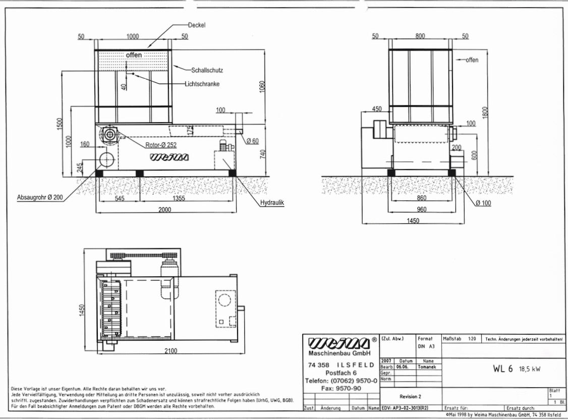 WEIMA WL 6 Einwellen-Zerkleinerer Masch.-Nr. 500-8079 – Holzzerkleinerer 18,5 kW – Ansicht 19