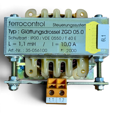 Ferrocontrol Glättungsdrossel ZGD 05.0 Art.-Nr. 35-056100 1,1 mH 10 A für Priess & Horstmann NC CNC Steuerung – Ansicht 5