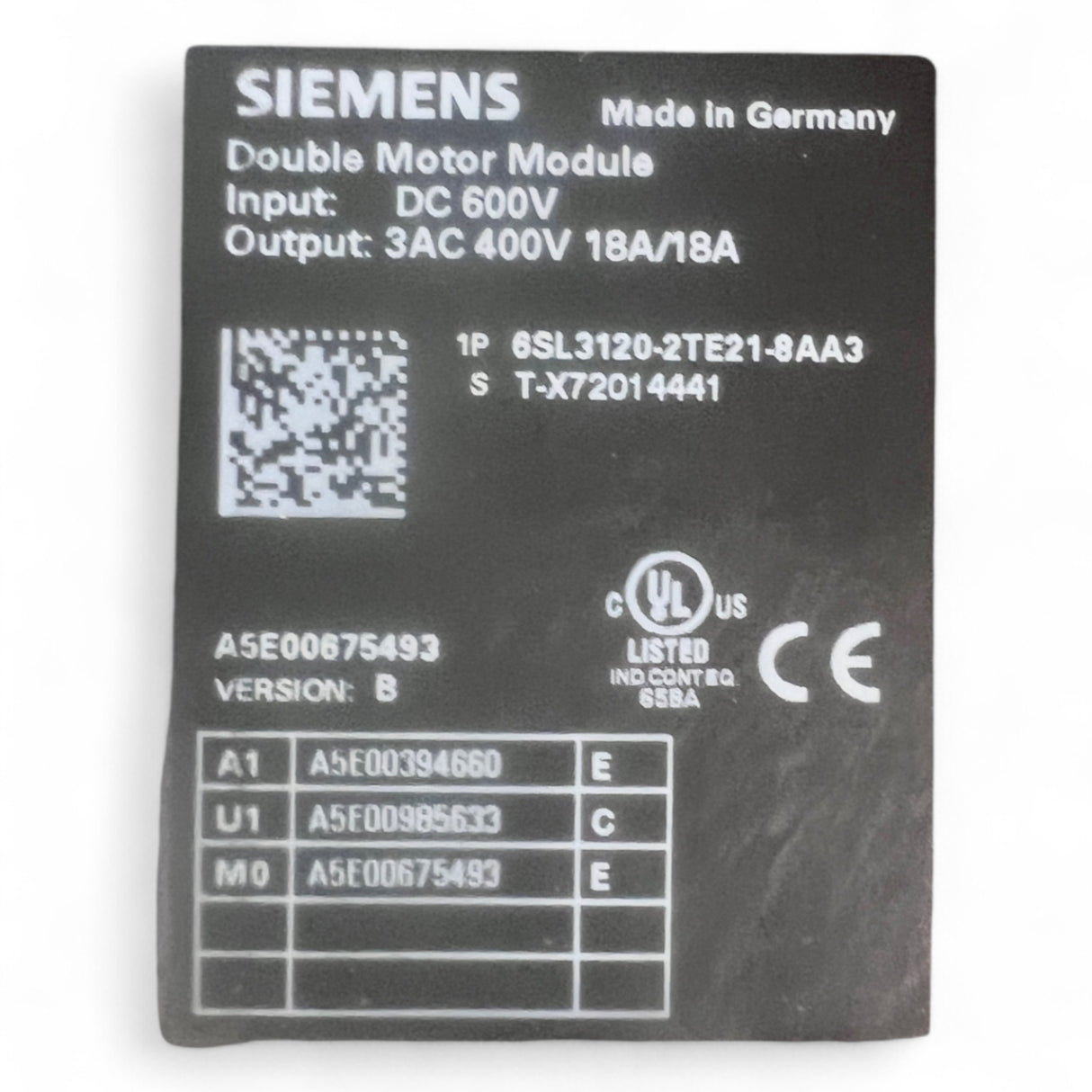 SIEMENS Siemens SINAMICS S120 Double Motor Module SL 6SL3120-2TE21-8AA3 aus HOMAG X-Achse Art.-Nr. SL 6SL3120-2TE21-8AA3