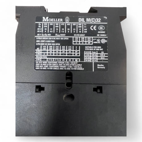 Moeller DIL MCKlöckner Moeller DIL M(C)32 Schütz + Hilfskontaktblock – 3-polig, 40 A AC-1 / 32 A AC-3 – z. B . Homag
