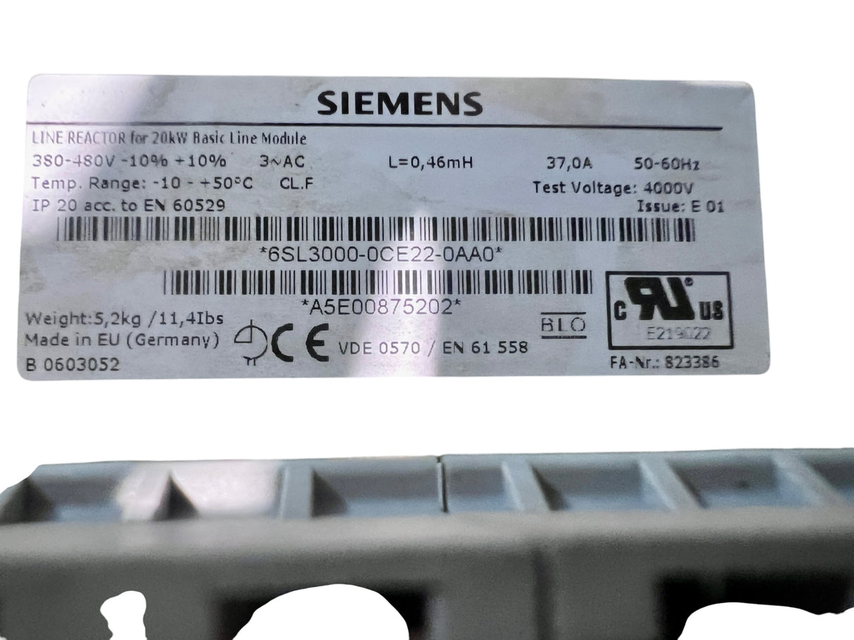 Siemens Netzdrossel 37 A 380–480 V 0,46 mH – Line Reactor | Drosselspule | 6SL3000-0CE22-0AA0 – Ansicht 5
