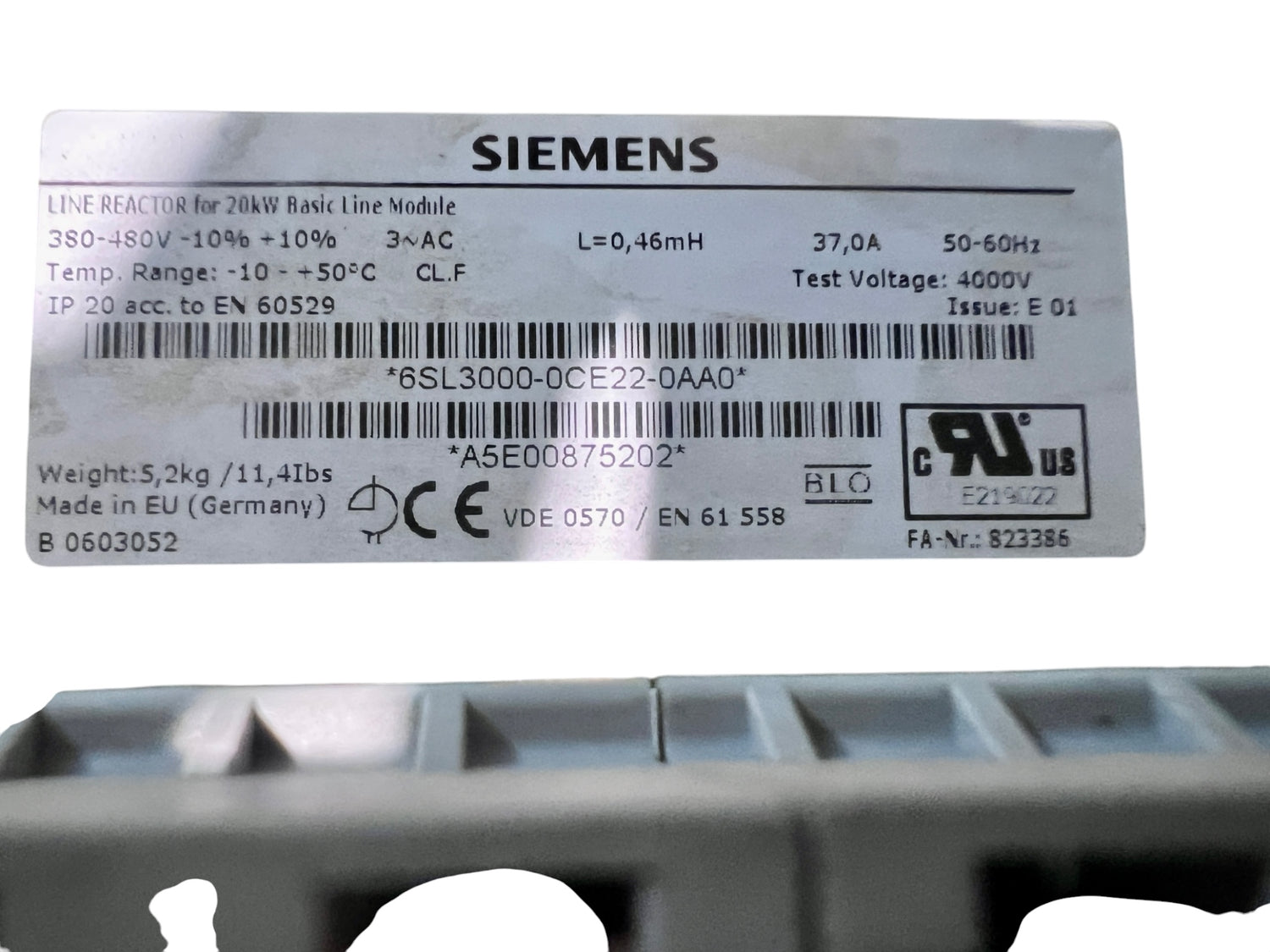Siemens Netzdrossel 37 A 380–480 V 0,46 mH – Line Reactor | Drosselspule | 6SL3000-0CE22-0AA0 – Ansicht 5