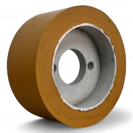 Vorschubrolle 110 x 50 mm Polyurethan (PU R / PU) mit Stahlkern – Ø35 mm Bohrung – Teilkreis 8,5 x 48 – für HolzHer