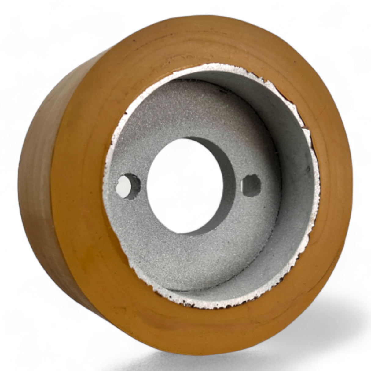 Vorschubrolle 110 x 50 mm Polyurethan (PU R / PU) mit Stahlkern – Ø35 mm Bohrung – Teilkreis 8,5 x 48 – für HolzHer