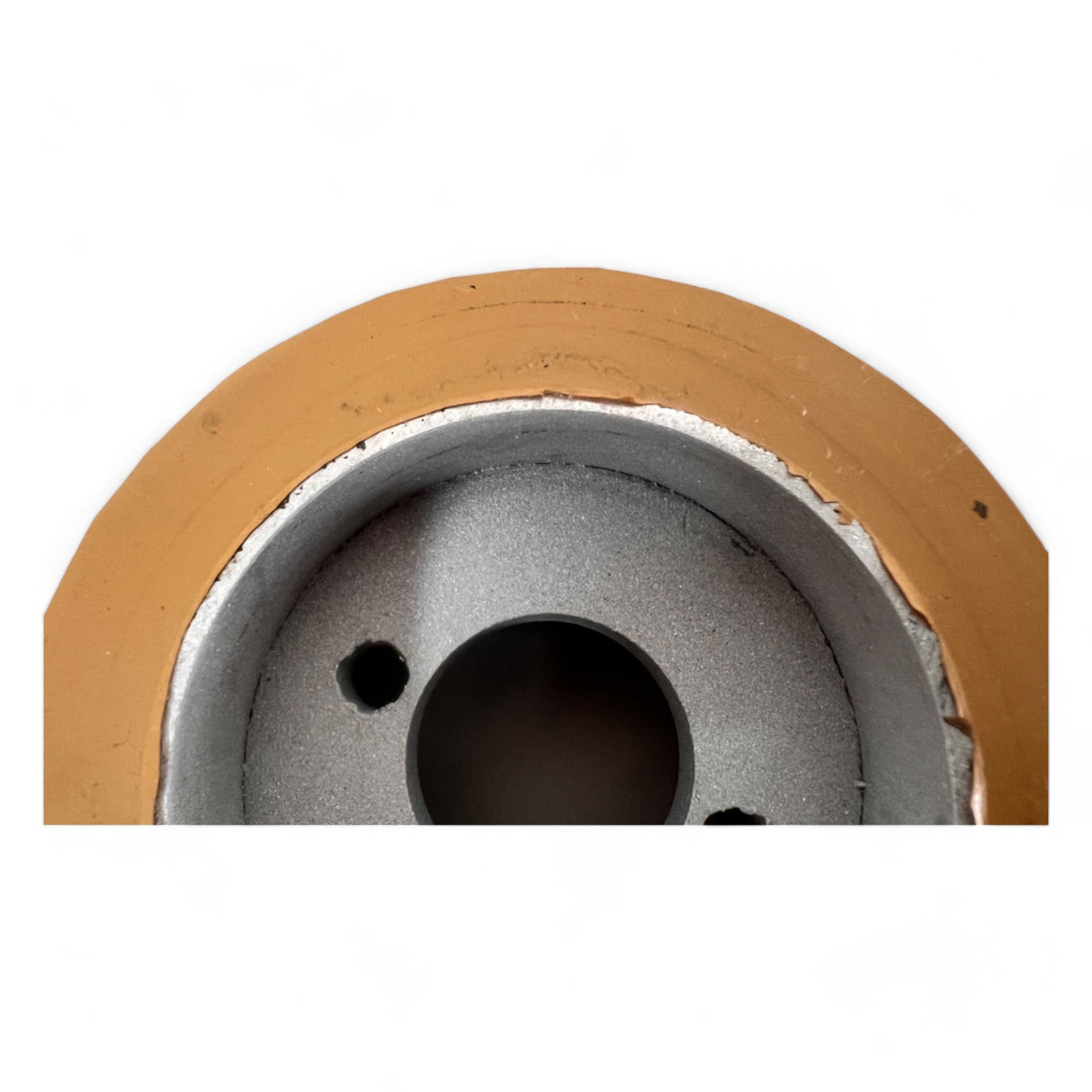 Vorschubrolle 110 x 50 mm Polyurethan (PU R / PU) mit Stahlkern – Ø35 mm Bohrung – Teilkreis 8,5 x 48 – für HolzHer