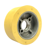 4 Stück PUR Vorschubrollen 110 x 50 mm HighGrip Polyurethan (PU R) mit Aluminiumkern – Ø35 mm Bohrung – Teilkreis 8,5 x 48,5