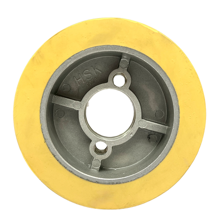 4 Stück PUR Vorschubrollen 110 x 50 mm HighGrip Polyurethan (PU R) mit Aluminiumkern – Ø35 mm Bohrung – Teilkreis 8,5 x 48,5