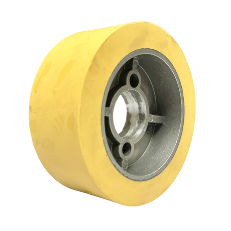 4 Stück PUR Vorschubrollen 110 x 50 mm HighGrip Polyurethan (PU R) mit Aluminiumkern – Ø35 mm Bohrung – Teilkreis 8,5 x 48,5
